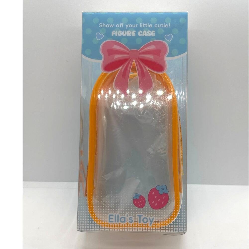New Clear Case Bag Charm Mini Figure Case, Keychain - Orange